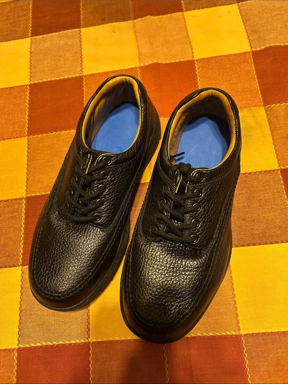 Dr Comfort Men's Black Leather Lace-Up Derbys with Blue Insole. Like New!